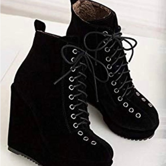 Starella women’s s6 black platform ankle boots - Picture 2 of 6